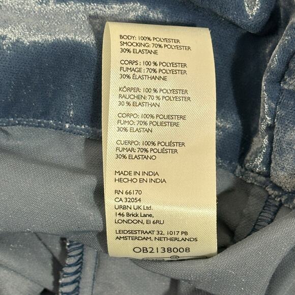 Free People Farrier Velvet Mini Dress Womens M Blue Smocked Puff Sleeve Witchy - Picture 8 of 8